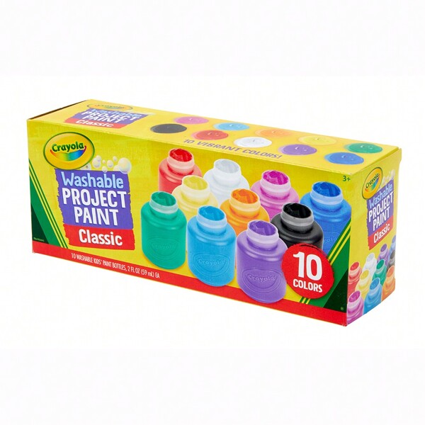 Crayola 10 unidades de tinta lavável para crianças, atividades para crianças em casa, sortidas, suprimentos para pintura de 2 onças, artesanato infantil, perfeito para presentes de Natal e feriados