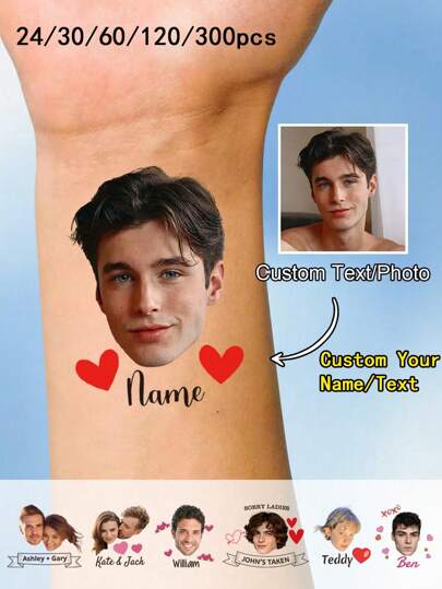 12/24/30/60/120/300pcs Custom Temporary Tattoo Stickers, Suitable For Various Parties Such As Birthday Celebrations, Weekend BBQs And Cocktail Parties, Convenient Handmade Use, Favorite Single Party Temporary Tattoos, Custom Temporary Tattoo Stickers, Suitable For Christmas, Holiday Parties, Surprise Your Loved Ones, Birthdays, Adult Parties, Boys Or Girls' Gatherings,Beauty & Health,Halloween Edit