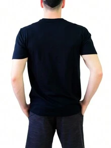 Arraia Maori Men's Set 100% Cotton Printed T-Shirt And Elastane Shorts Gym Casual - 黑色/灰色 - 查看 3