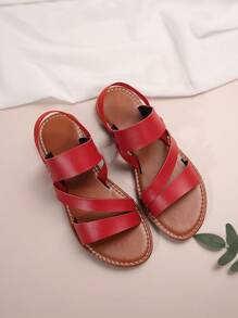 European & American Style Summer Fashion Casual Comfort Women Flat Sandals, Round Toe Low Heel Beach Shoes