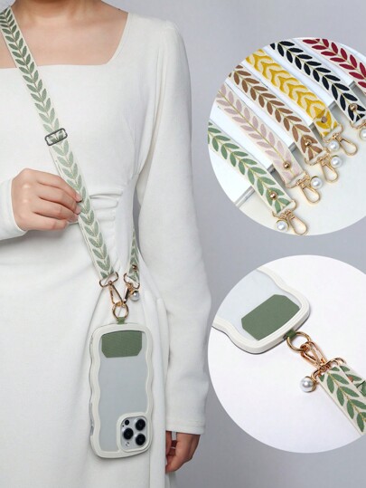 1PC Adjustable Long Crossbody Phone Lanyard With Faux Pearl Pendant | Shoulder & Neck Strap With Wide Design | Perfect For Everyday Use & Special Occasions, Combining Functionality And Fashion Gifts For Mother, Family, Friends, Birthday, Holiday Phone Charm, Phone Chain