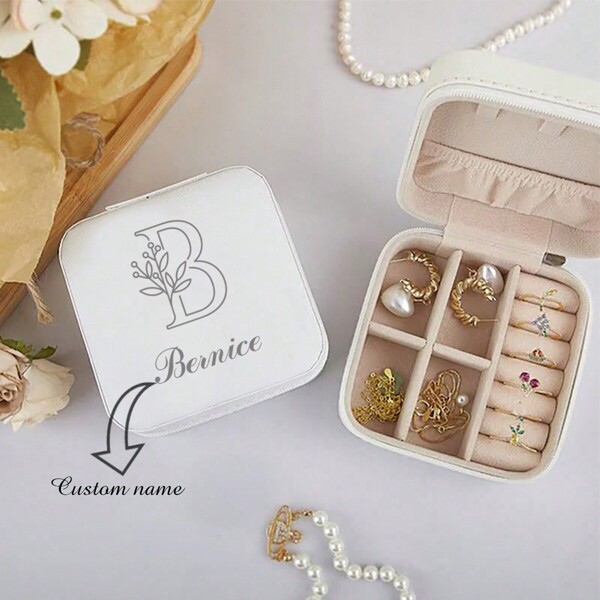 1 pieza, Joyero de viaje personalizado con nombre, estuche pequeño con cremallera para anillos y collares, regalo para propuesta de dama de honor, regalo personalizado para ella, para mamá, para amigos, cumpleaños, graduación, multifuncional, regalos ideales para ella, novio, papá, novia, mamá, familia, amigos, salón de té, hogar, jardín, oficina, para aniversarios, para el Día de San Valentín, para el Día de la Madre, para cumpleaños, para el Día del Padre, para la graduación, para bodas, para el estreno de una casa
