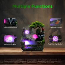 Rockery Ornament Tabletop Fountain, Tabletop Tiered Water Fountain, Waterfall Fountain Decor - With Atomizer - View 6