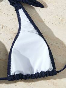 Fashion Special Fabric Solid Color Bikini Set Swimwear, For Summer Beach Vacation