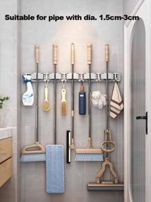 Mop And Broom Organizer Mop Holder Rack Mop Holder Wall Mounted Strong Broom Mop Holder Shelf With Hooks Organizers Hang Broom