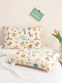 1 Piece Of Detachable Children's Pillow, Cartoon Style Cute Beanie Pillow, Small Animal Print Pillow, Pillow Core + Pillowcase, Suitable For Children's Room, Children's Bed, Available For Kindergarten, Universal For All Seasons, Machine Washable