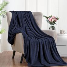 Farfallarossa Plush Flannel Blanket – Soft, Warm, And Hypoallergenic Plaid Throw For Sofa Or Bed - Navy Blue - View 2