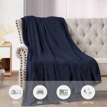 Farfallarossa Plush Flannel Blanket – Soft, Warm, And Hypoallergenic Plaid Throw For Sofa Or Bed - Navy Blue - View 4