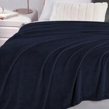 Farfallarossa Plush Flannel Blanket – Soft, Warm, And Hypoallergenic Plaid Throw For Sofa Or Bed - Navy Blue - View 7