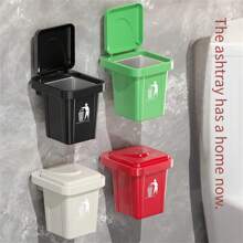 Neuer kreativer abnehmbarer wandmontierter Aschenbecher-Abfalleimer, stilvoller Aschenbecher mit Deckel für Badezimmer, Wohnzimmer, ohne Bohren - Verschiedenfarbig - Übersicht 2