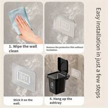 Neuer kreativer abnehmbarer wandmontierter Aschenbecher-Abfalleimer, stilvoller Aschenbecher mit Deckel für Badezimmer, Wohnzimmer, ohne Bohren - Verschiedenfarbig - Übersicht 8