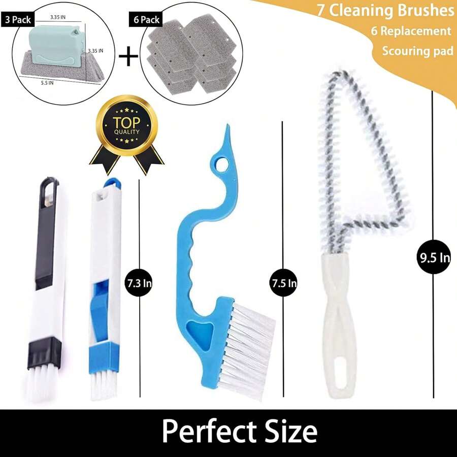 13pcs Hand-Held Magic Window Track Cleaning Tool Kit, For Sliding Doors, Window Sills, Tile Lines, Venetian Blinds, Car Vents, Keyboards, Small Cleaning Set - Multicolor - View 1