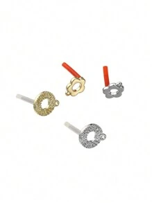 8 piezas Accesorios de joyería DIY de pendientes de flor de aleación con estilo coreano, componentes de pendientes para San Valentín