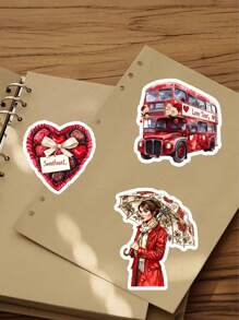 17 pezzi di adesivi decorativi in stile vintage con acquerelli, raffiguranti ragazze di Londra, ragazze di moda eleganti, ragazze di cucina europea vintage, per decorare album fotografici, cover per telefono, iPad, articoli per la scuola e forniture scolastiche