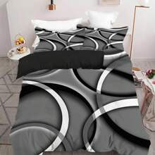 3pcs Modern Abstract Geometric Lines Duvet Cover,Black, White And Grey Swirls Print Bedding Set,Soft Comfortable Breathable Duvet Cover, For Bedroom Guest Room Decor (1*Duvet Cover + 2*Pillowcase, Without Core)