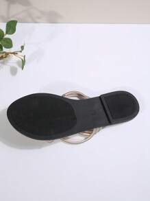 Women Fashionable Lightweight Net Celebrity Flat Slip-On Sandals, Suitable For Street, Gathering, Party, Dating, Commuting - Khaki - View 9