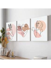 3pcs Abstract Figure Graphic Unframed Painting, Modern Hanging Wall Art Prints For Home Decor - Multicolor - View 8
