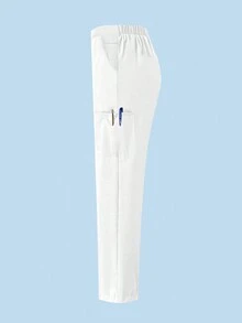 cimmuovere Spodnie medyczne damskie, wygodne, jednokolorowe, proste, wielokieszeniowe, do uniformu chirurgicznego