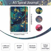 3pcs, A5 Hardcover Spiral Journals Notebook, 180 Numbered Pages Spiral Bound Transverse Line Notebook, Office Notebooks For Writing Note Taking, Quicksand Series - Multicolor - View 2