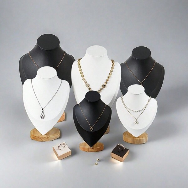 2pcs Elegant Wooden Portrait Necklace Display Stand Pendant Bracelet Jewelry Display Rack Ring Holder Countertop Organizer For Dresser And Window For Women Storage Organizer Travel Essentials Back To School Dormitory Storage