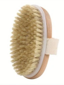 1Pc Dry Body Brush, Exfoliating Body Scrubber, Natural Bristles For Dry Skin, Improves Blood Circulation, Stops Ingrown Hairs, Cleans Acne And Cellulite, Good For Home Bath Tools