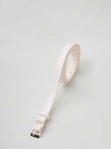 KIT 2 CAROLA Women's Belt Gold Metal Synthetic Leather Minimalist Fashion Blogger Unisex Daily Use Simple Casual 2024 Popularity Beautiful Season Black White Brown Caramel Pink Current Size Stitched Occasional Versatile Decorative Vintage - Đen và trắng - Xem 3