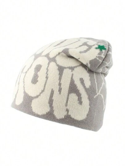 Unisex Beanie Knit Cap, Paragraph Quality, Harajuku Punk Cool Hat, Warm Fashion Caps, Casual, Cute, Elegant, Street Bohemian Acrylic Jacquard Knit Hat