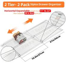 Spice Drawer Organizer, Clear Acrylic Drawer Seasoning Organizer, Expandable From 11'' To 22'' Kitchen Spice Rack Organizers And Storage For Drawer (Jars Not Included)