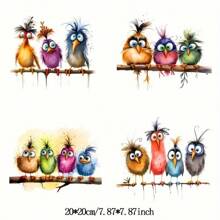 Four-In-One Fantasy Bird Watercolor Stickers - With Unique Animal Design, Fashionable And Simple, Suitable For Car Stickers, Truck Stickers, Motorcycle Stickers, Truck Stickers, Racing Stickers And Wall Stickers - Christmas