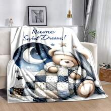1PC Personalized Blanket Custom Name Printed Blanket Cute Sleeping Animal Panda Blanket Your Name Printed On It Soft And Warm Memorable Moments Blanket Great Holiday Gift For Families