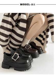 2025 New Spring Vintage Versatile Loafers Shoes For Women, British Style Mary Jane Platform Thick Soled Small Leather Shoes