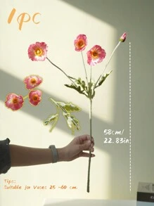 1 Stück, 58 cm, künstliche Mohnblume mit 3 Blüten und 1 Knospe, Stil biegsam, geeignet für DIY Innenraumdekoration Zuhause, Vasenbepflanzung, Hochzeit, Party, Frühjahrs-Bestseller, Gartendekoration, Outdoor Pflanze, Gärtnerei, Künstliche Blumen - Verschiedenfarbig - Übersicht 3