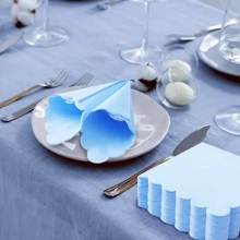 20pcs/Pack 6.3"X6.3" Yellow, Light Pink, Blue Folding Fan Shape Paper Napkins, Disposable Drink/Lunch Cocktail Napkins, Suitable For Daily Use, Luncheon, Dinner, Party, Wedding, Birthday, Events