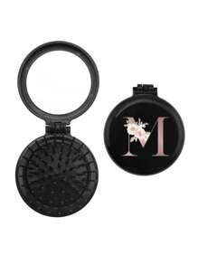 1 件迷你粉色花卉美学图案 26 个字母镜面梳，非常适合作为礼物送给母亲、伴娘、老师、闺蜜和朋友，也是旅行和露营的必备品。圣诞新年专属小礼物。发梳、后梳、造型梳、卷发梳、边缘梳、发梳、梳子、发梳套装、梳子、卷发梳、解结梳、女士发梳、头发、旅行、美发产品、美发工具、美发用品、理发师、理发配件、理发店、美发设备 - 黑色 - 查看 22