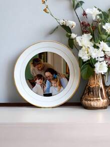 1pc Customizable Photo Portrait Ceramic Plate, Suitable For Home, Restaurant, Party, Ball, Father's Day Gift, Mother's Day Gift, Gift For Friends, Boyfriend/Girlfriend, Family, Teachers, Coworkers, Can Be Used To Serve Cakes, Desserts, Cookies And Pasta Gifts Birthday Graduation
