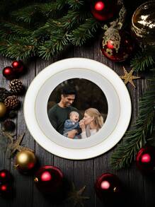 1pc Customizable Photo Portrait Ceramic Plate, Suitable For Home, Restaurant, Party, Ball, Father's Day Gift, Mother's Day Gift, Gift For Friends, Boyfriend/Girlfriend, Family, Teachers, Coworkers, Can Be Used To Serve Cakes, Desserts, Cookies And Pasta Gifts Birthday Graduation