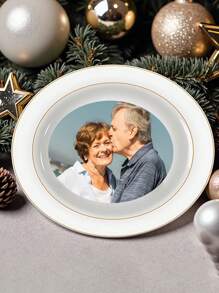 1pc Customizable Photo Portrait Ceramic Plate, Suitable For Home, Restaurant, Party, Ball, Father's Day Gift, Mother's Day Gift, Gift For Friends, Boyfriend/Girlfriend, Family, Teachers, Coworkers, Can Be Used To Serve Cakes, Desserts, Cookies And Pasta Gifts Birthday Graduation