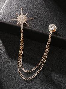 1 件韩国时尚西装胸针，时尚法式衬衫领针，链式领夹流苏星星流星符号胸针，适合女士外套