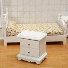 1pc1:12娃娃屋卧室场景微缩模型，白色床头柜时尚创意可爱田园风碎花单人床微缩模具摆件DIY手工模型屋蛋糕美化装饰工艺摆件，迷你娃娃床，场景风格，娃娃屋迷你 - 彩色 - 查看 4
