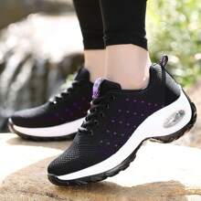 Women's Tennis Shoes, Breathable Mesh, Non-Slip Shock-Absorbing Sneakers. - 黑色 - 查看 2
