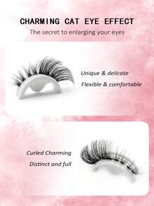 7对Asiteo狐狸眼假睫毛，纤长卷翘，自然猫眼妆效，透明梗，3D仿貂毛，条状假睫毛 - 眼尾拉長款 - 查看 7