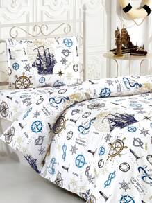 Sailor Pattern 2 Pcs Duvet Cover Set, Bedding Set, Soft And Breathable, Printed Pattern - Blue and White - View 4