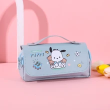 Sanrio Sanrio Hello Kitty & Kuromi & Pochacco Pencil Case,Pink Heart Zipper,Large Capacity Pencil Case, Waterproof Double Pen Case,Cartoon Stationery Bag,Multi-Functional Stationery Box - Cartoon Anime Design, Pencil Case, Storage Container