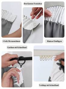 VEHEDE Set di 2 tende oscuranti beige per sistemi a binario, tende corte opache per camera da letto, con volant e nastro