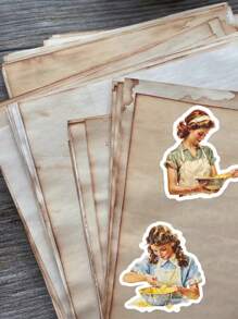 17 pezzi di adesivi decorativi in stile vintage con acquerelli, raffiguranti ragazze di Londra, ragazze di moda eleganti, ragazze di cucina europea vintage, per decorare album fotografici, cover per telefono, iPad, articoli per la scuola e forniture scolastiche