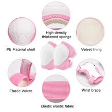 Set de equipo de protección infantil, rodilleras, rodilleras infantiles, protectores infantiles, con muñequeras y coderas, 6 en 1 para monopatines, patines en línea, hoverboards, bicicletas (rosa blanco)