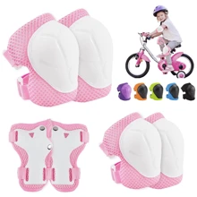Set de equipo de protección infantil, rodilleras, rodilleras infantiles, protectores infantiles, con muñequeras y coderas, 6 en 1 para monopatines, patines en línea, hoverboards, bicicletas (rosa blanco)
