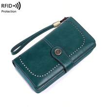 RFID Anti-Theft Brush Large Capacity Retro Long Wallet