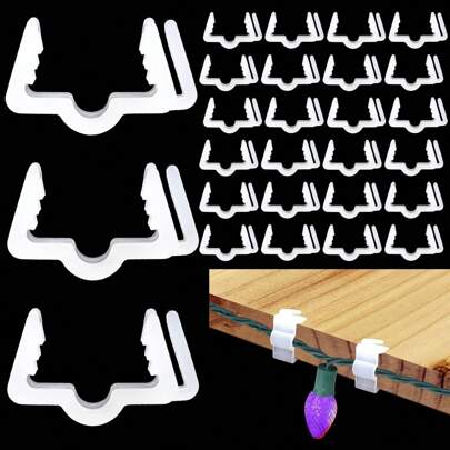 10/20 件塑料节日户外装饰灯夹、檐板夹、甲板栏杆夹、节日灯夹，用于室内和室外檐板悬挂，适用于各种天花板和墙角配件