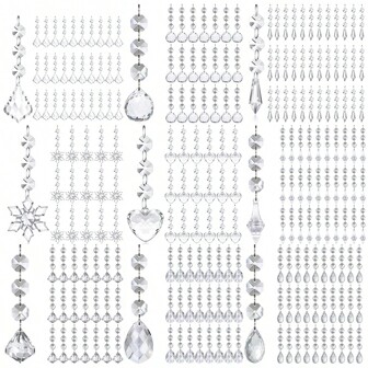 30pcs Acrylic Crystal Ice Pillar Pendant, Trees Winter Decorations, Hanging Crystal Center Decorations, Chandeliers, Flower Decorations, For Home Room Living Room Office Decor, For Wedding Window Home Decor Valentine's Day New Year Easter Party Mother's Day Decor Christmas Tree Decorations